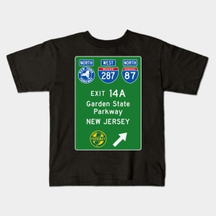 New York Thruway Northbound Exit 14A: Garden State Parkway New Jersey Kids T-Shirt